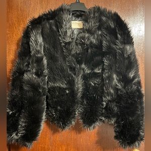NEW FREE PEOPLE WE THE FREE ALL NIGHT FAUX FUR CROPPED BLACK JACKET COAT XL